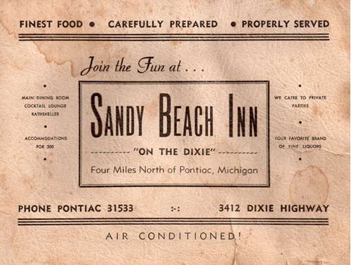 Sandy Beach Inn - Old Flyer Or Ad